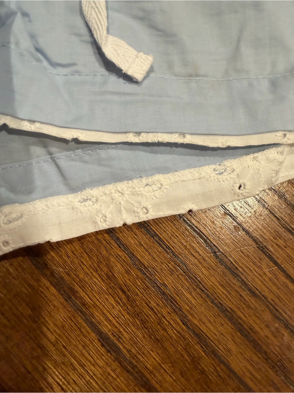 Light Blue Women's Drawstring Sleep Shorts with Cream Lace Trim 0130 - Picture 4 of 6